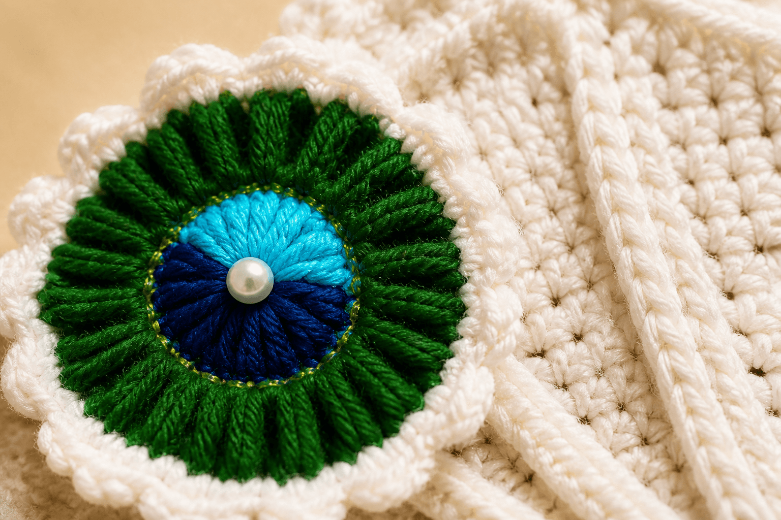 Macro photograph of crochet loops