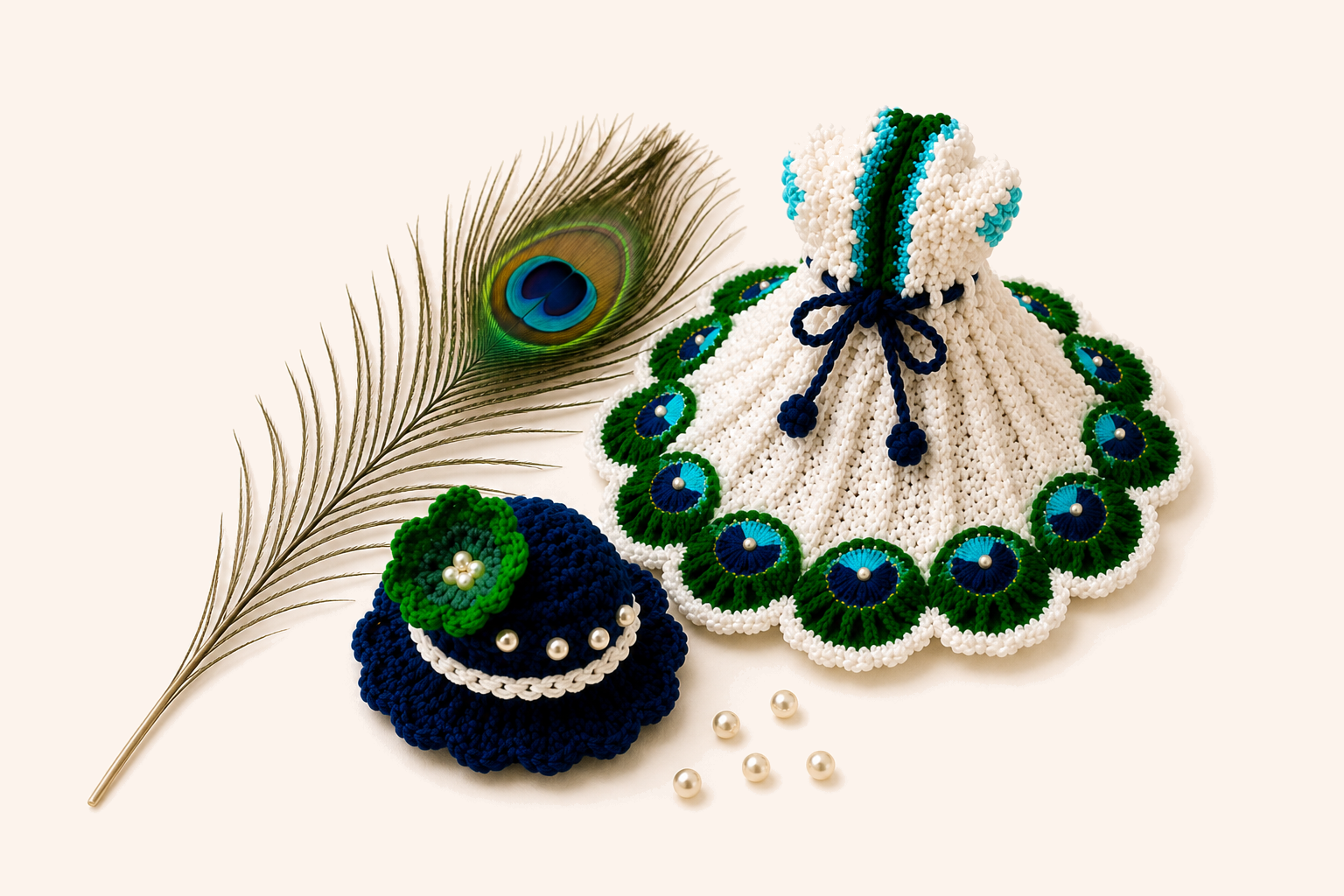 Radhawallabh vastra and pagri with a peacock feather